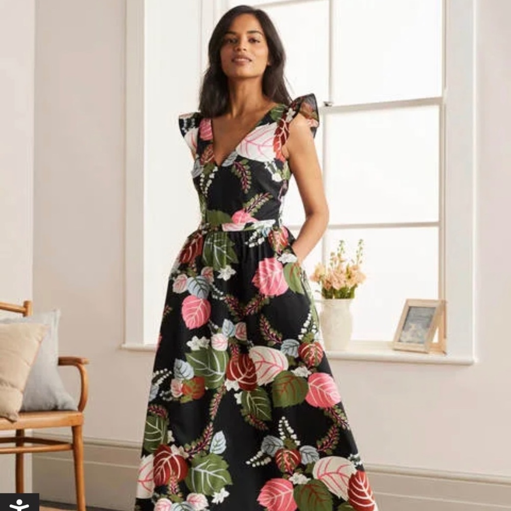 NWT Boden Andrea Frill Sleeve Maxi Dress Size 6